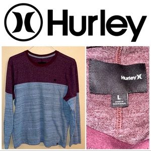 Large Hurley Maroon-Gray Color Block LS Top
